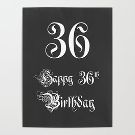 [ Thumbnail: Happy 36th Birthday - Fancy, Ornate, Intricate Look Poster ]