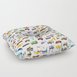 Little Boy Things That Move Vehicle Cars Pattern for Kids Floor Pillow