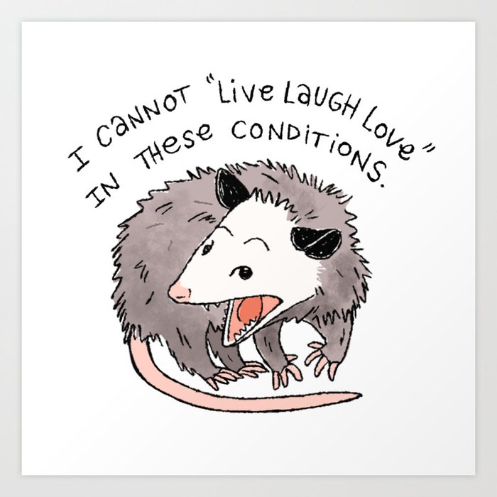 I cannot Live Laugh Love Oppossum Art Print