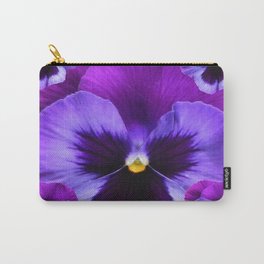 PURPLE PANSIES ON TEAL COLOR Carry-All Pouch | Colored Pencil, Trelpillows, Tealyogamats, Digital Manipulation, Acrylic, Tealbenches, Tealcoffeecups, Abstract, Tealrugs, Digital 