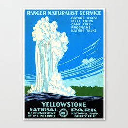 Yellowstone National Park Old Faithful Vintage Travel Poster Canvas Print