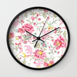dainty cottagecore floral packed pattern - red/pink Wall Clock | Graphicdesign, Cottage, Minimal, French, Dainty, Red, Vintage, Watercolor, Pink, Pattern 