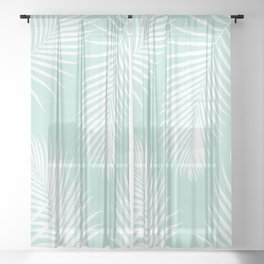 Mint Tropical Pattern Sheer Curtain
