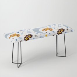 Moths and Moons - Blue & Yellow Bench