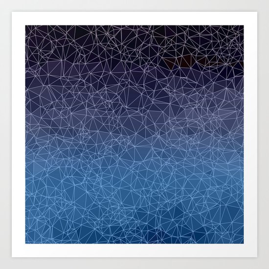 Polygonal blue, black and purple Art Print