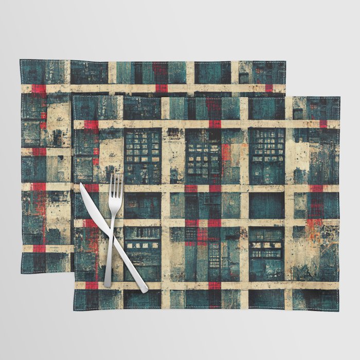 Urban Grunge Check - Industrial Pattern Placemat