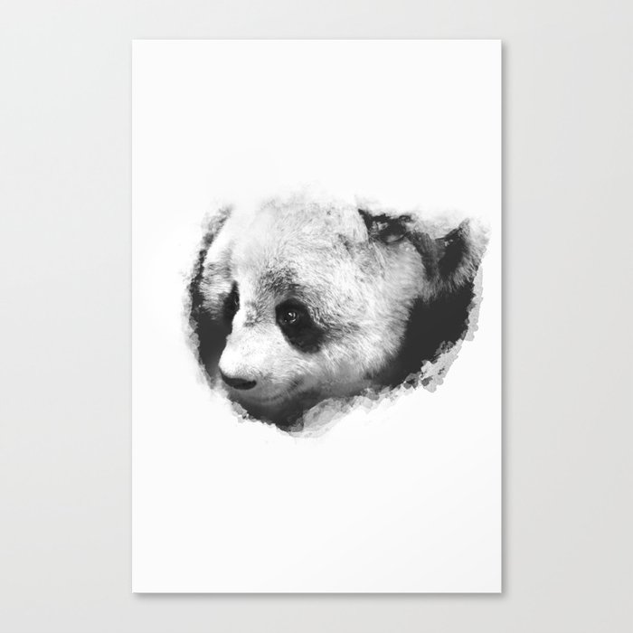 Panda peeking through the Snow Canvas Print