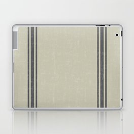 Vintage Country French Grainsack Grey Gray Stripes Linen Color Background Laptop & iPad Skin