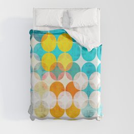 Palm Springs Dots - Aqua Yellow Orange Duvet Cover