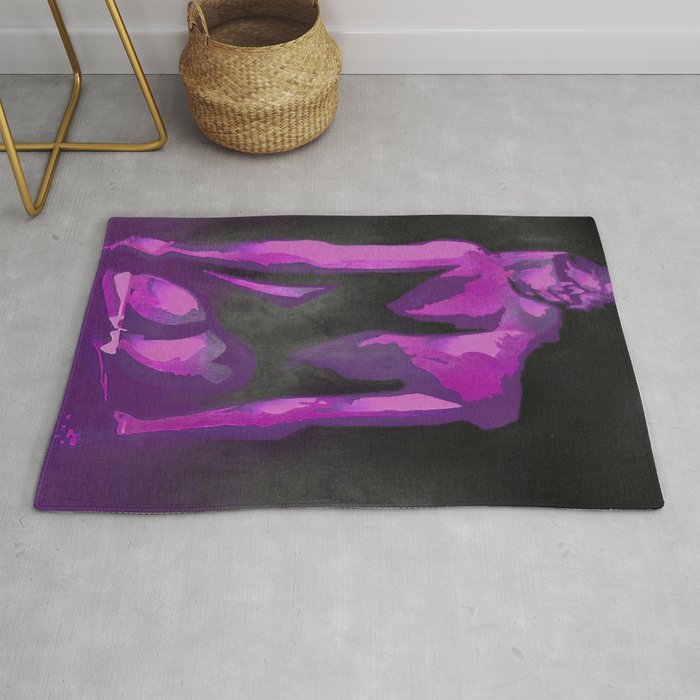 Beautiful Young Woman Wearing Plaits and Panties (Purple) Rug