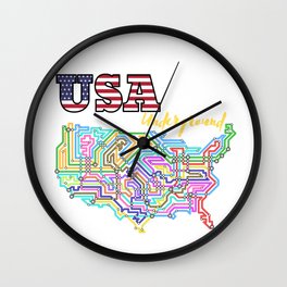 USA Underground with colorful lines Wall Clock
