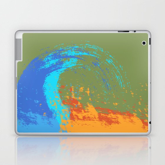 Kiki - Abstract Colorful Wave Art Design Pattern Blue Orange and Green Laptop & iPad Skin