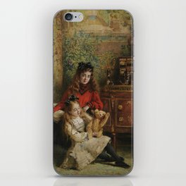 The Artist’s Daughters Olga and Marina with Teddy Bear - Konstantin Egorovich Makovsky iPhone Skin