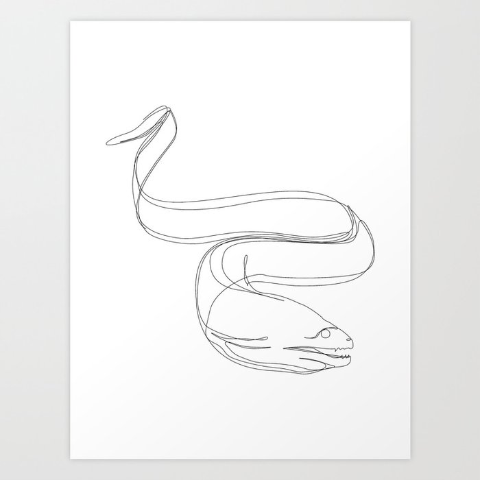Moray Eel One Line Art Art Print