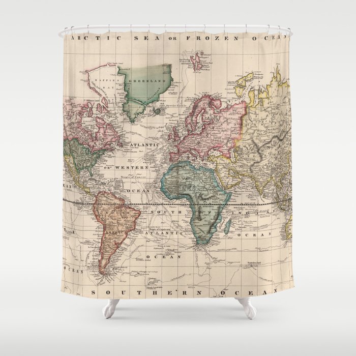 Vintage Map Of The World 1833 Shower Curtain By Bravuramedia