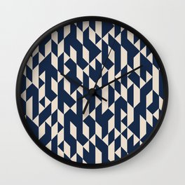 Abstract Geometric Pattern Navy and Ivory Wall Clock