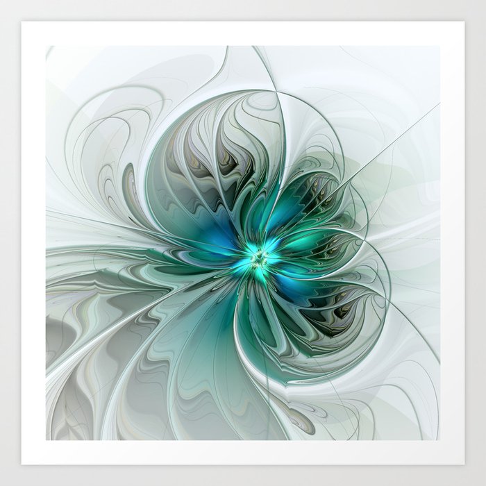 Abstract With Blue, Fractal Art Art Print