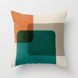 Orange Teal MCM Modern Minimalism Artwork Throw Pillow
