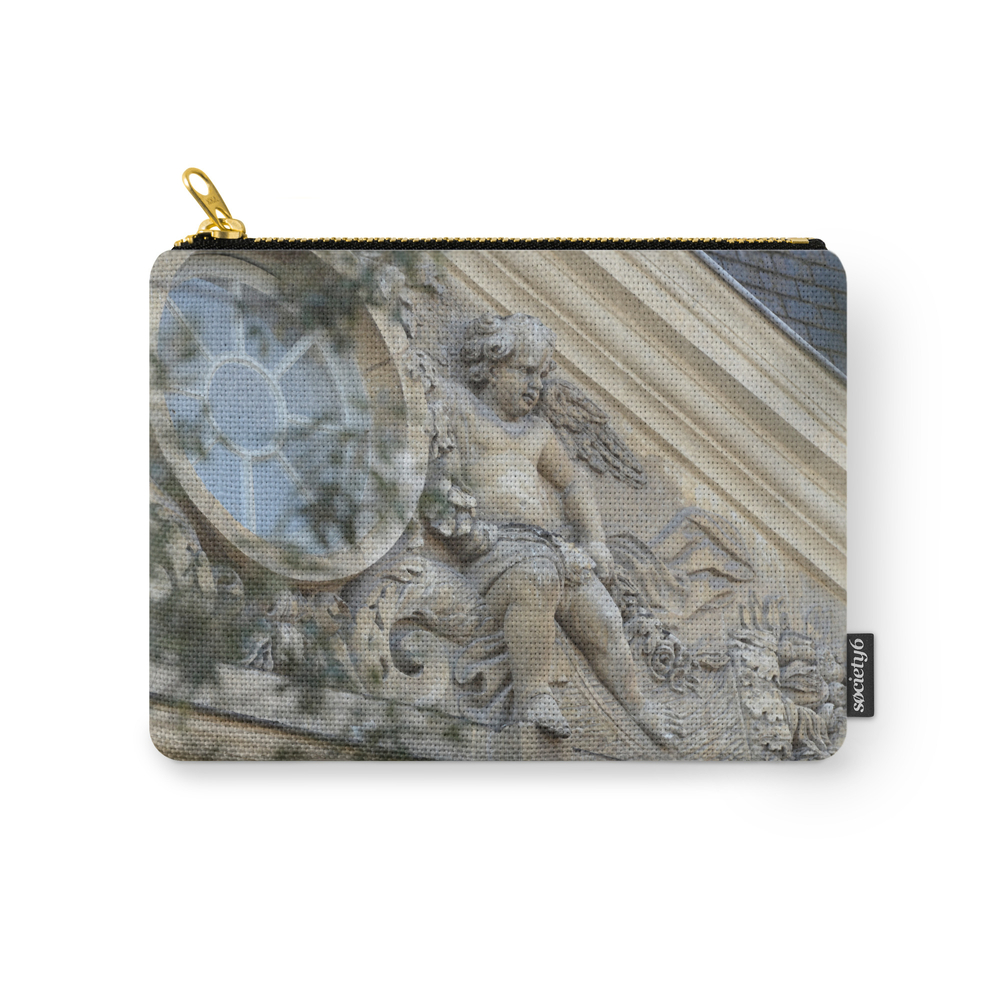 Baroque Angel On Parisian Mansion Facade Carry-All Pouch by rosemaryflannery
