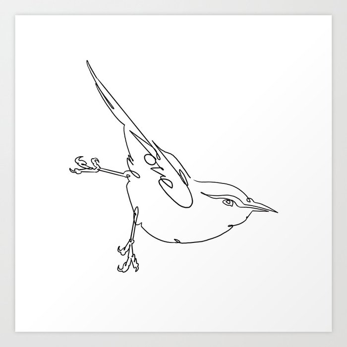 One Line Bird with Love Art Print