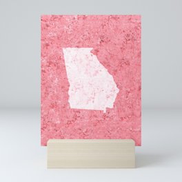 State of Georgia | Light Pink Shape on Dark Pink Background Mini Art Print