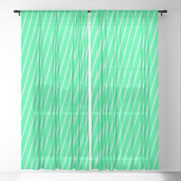 [ Thumbnail: Green & Powder Blue Colored Pattern of Stripes Sheer Curtain ]