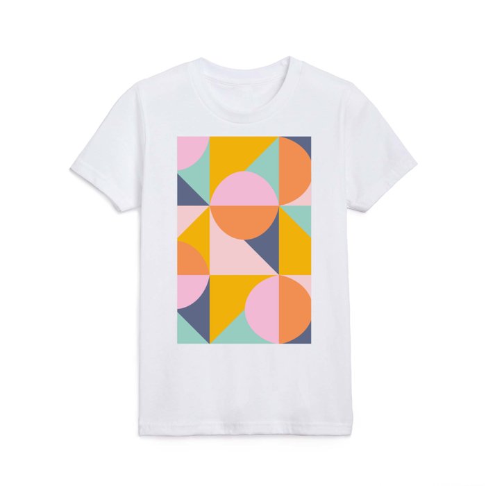 Colorful Geometry | Pink Mint and Yellow Kids T Shirt