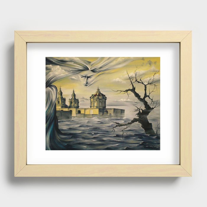 Visions from a Silent Thought- Mdina- the sea keeping the city isolated & peaceful.. Recessed Framed Print