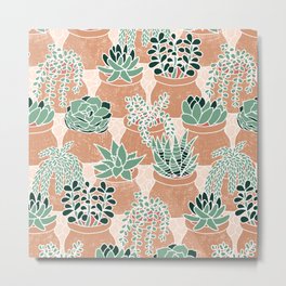 Succulent's Tiny Pots Metal Print | Mediterranean, Pots, Aloe, Charming, Botanical, Drawing, Small, Succulents, Mini, Garden 