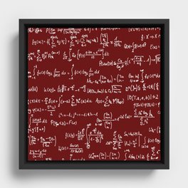 Math Equations // Maroon Framed Canvas