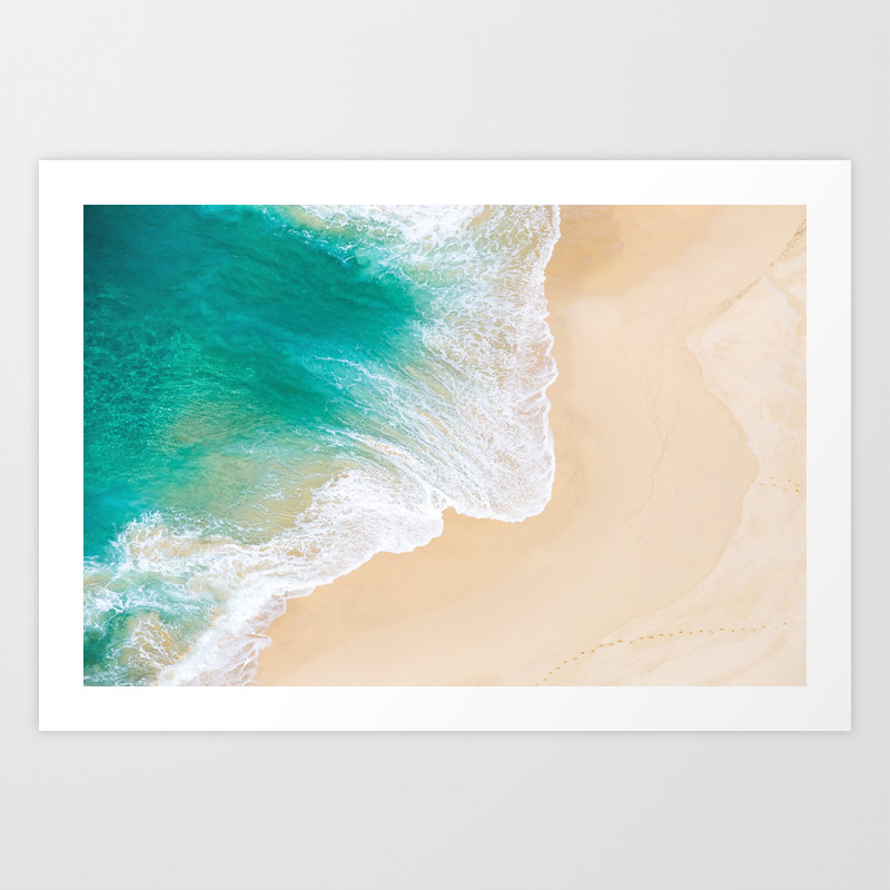 Sand Beach Waves Drone View Photography Art Print By