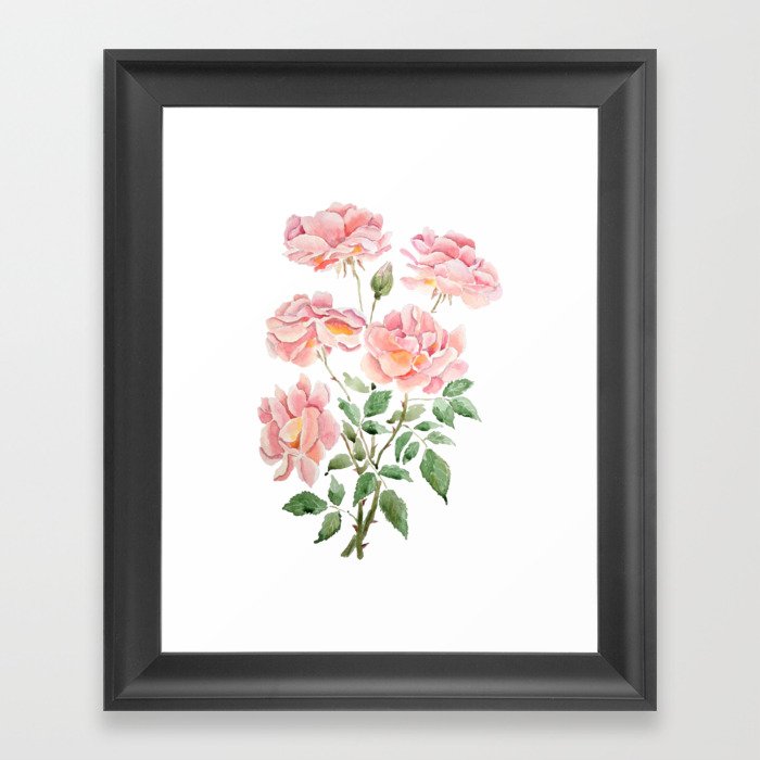 pink rose watercolor 2021 Framed Art Print