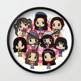 Twice 9 Members All Chibi - Kpop Girlband Korea Wall Clock