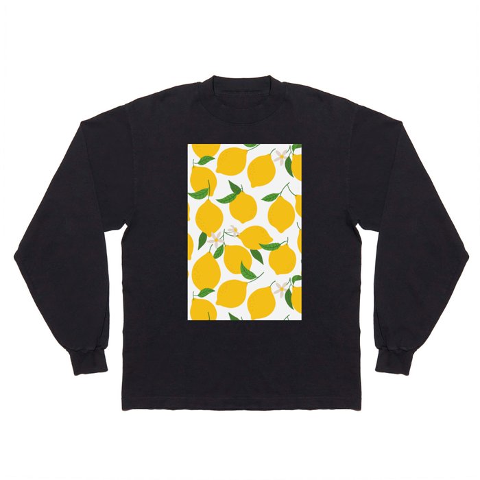 Lemon fruit colorful nature cartoon pattern Long Sleeve T Shirt
