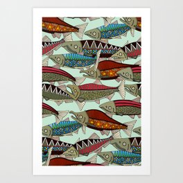 Alaskan salmon mint Art Print