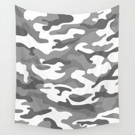 Camouflage Pattern Grey Wall Tapestry