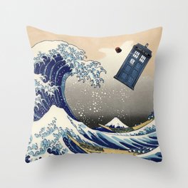 TARDIS at Kanagawa Throw Pillow