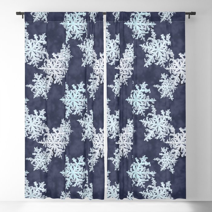 White Snowflakes Dark Gray Background #decor #society6 #buyart Blackout Curtain