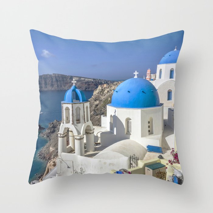 Santorini, Oia Village, Greece Throw Pillow