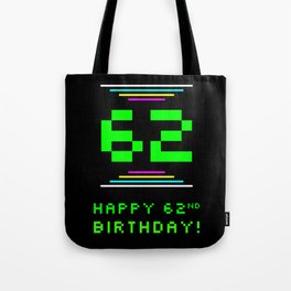 [ Thumbnail: 62nd Birthday - Nerdy Geeky Pixelated 8-Bit Computing Graphics Inspired Look Tote Bag ]