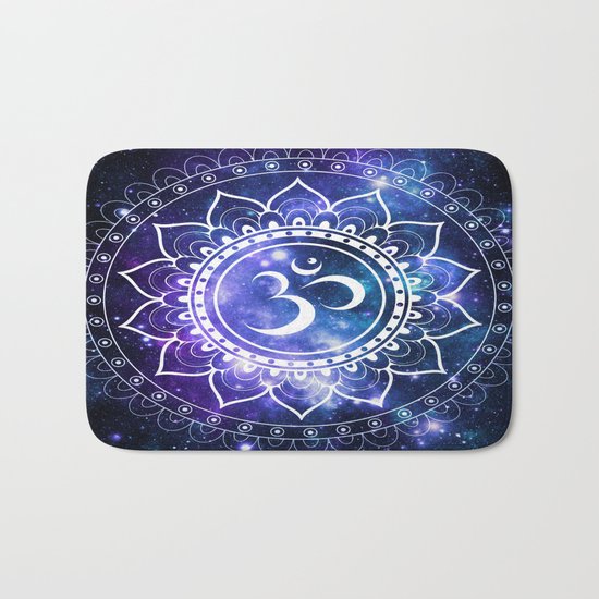 Om Mandala: Violet & Teal Galaxy Bath Mat