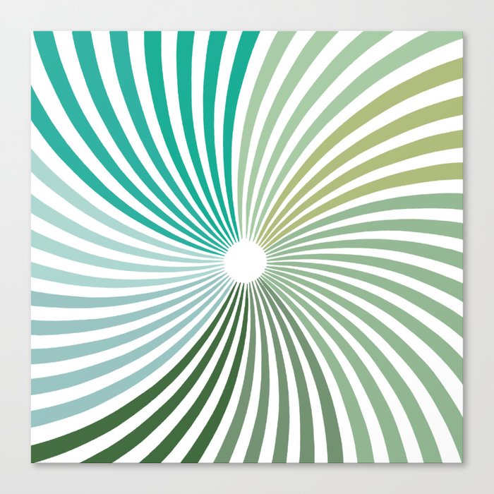 Green Twirl Op art Psychedelic Sixties  Canvas Print