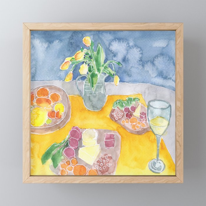 Still life in blue and yellow Framed Mini Art Print
