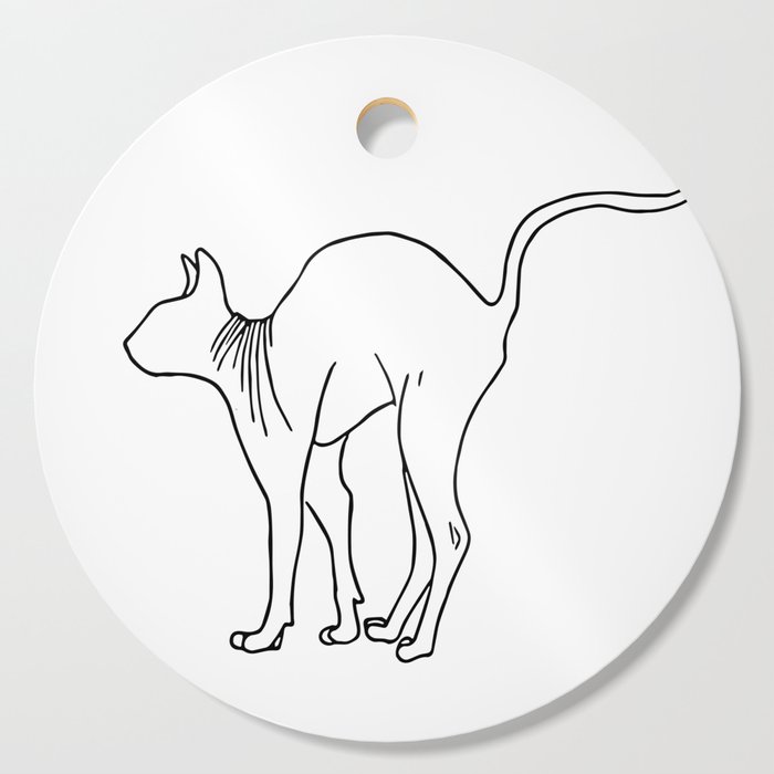 Sphynx Cat Arching Its Back Naked Cat Simple Line Minimal
