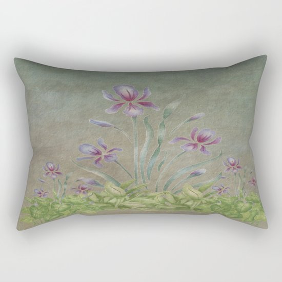 Painterly Spring Flower Garden Rectangular Pillow