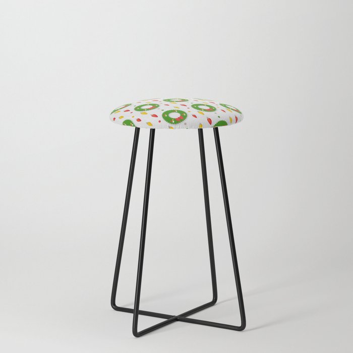 Christmas Pattern Retro Wreath Counter Stool