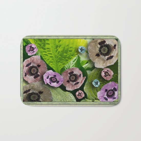 POPPIES AND HOSTAS FLOWERS AND FOLIAGE Bath Mat
