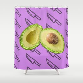 Sparkly Avocado on Purple Shower Curtain