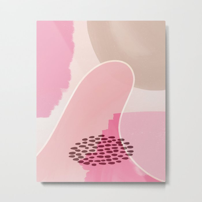Emma Modern Abstract Painting Brush Strokes Color Palette Light Pink Fuchsia Blush Pop Art Metal Print By Mightyfacedesigns