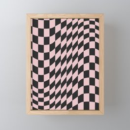 Warped Checkerboard Pattern in Black & Lavender Framed Mini Art Print
